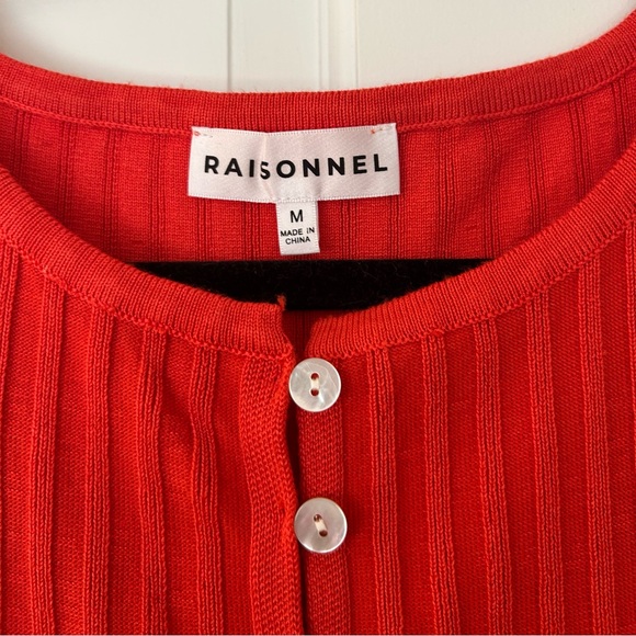 Raisonnel Ribbed Red Button-Front Tank Top - M - Picture 2 of 2